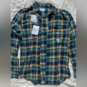 NEW NWT - The Super Soft Flannel Sonoma - Navy, Green, Yellow - Cozy Fall Small